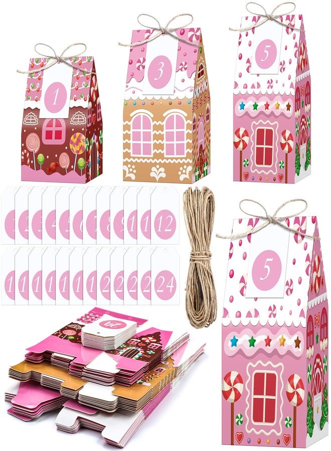 Woanger 24 Empty Advent Calendar Boxes to Fill, Christmas DIY Advent Calendar 24 Days Countdown Gift Xmas Gingerbread House Candies Treats Boxes for 2025 Xmas Holiday Decor(Candy Style) - Image 1